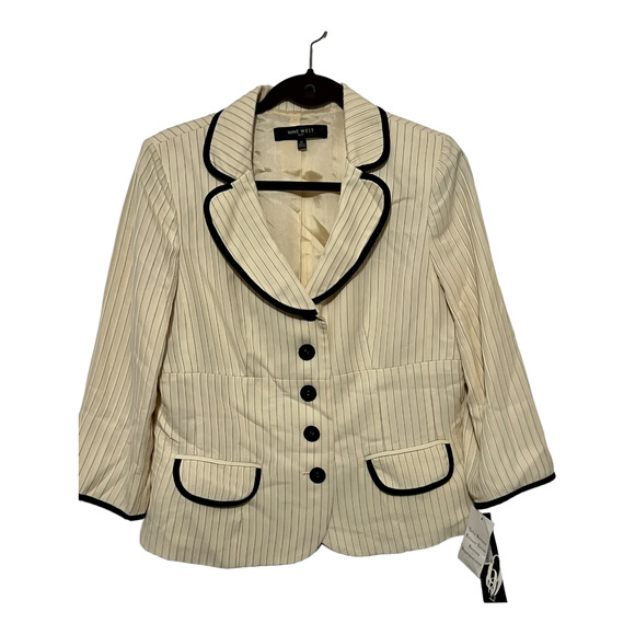 Nine West Women's Jacket and Skirt Suit black and cream NWT size Medium - Picture 1 of 13
